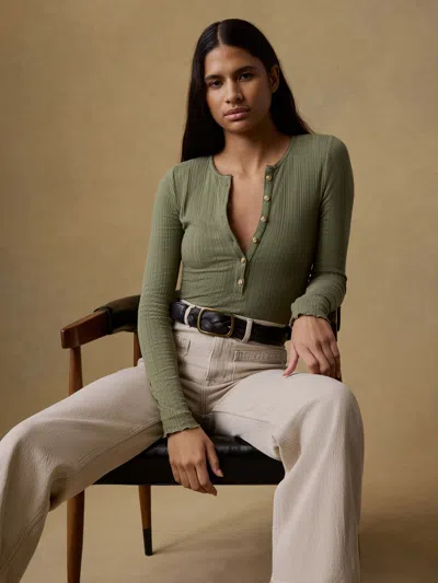 Faherty Paradise Pointelle Henley T-shirt In Green