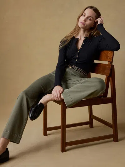 Faherty Paradise Pointelle Henley T-shirt In Black