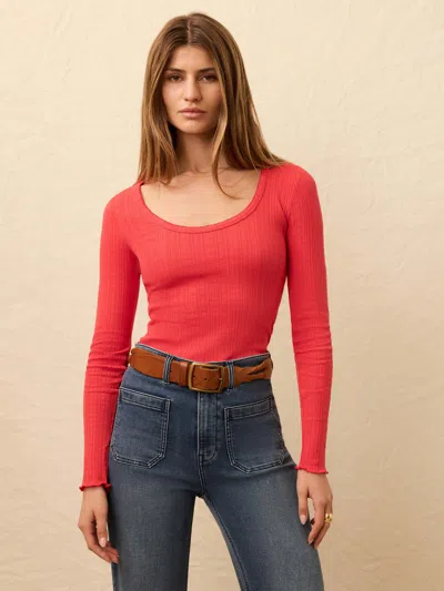 Faherty Paradise Pointelle Scoop Neck In Red