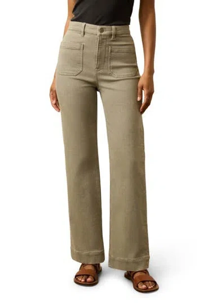 Faherty Patch Pocket High Waist Wide Leg Stretch Terry Pants In Coastal Sage