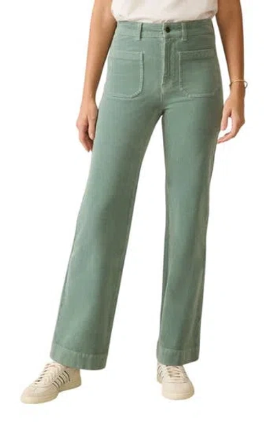 Faherty Patch Pocket Stretch Corduroy Flare Leg Pants In Green