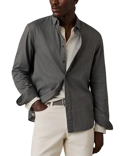 Faherty Patina Chambray Classic Button Down Shirt In Gray