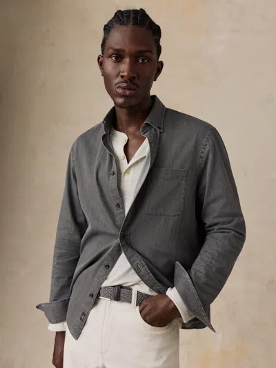 Faherty Patina Chambray Shirt In Gray