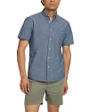 Faherty Playa Regular Fit Print Short Sleeve Button-down Shirt In Weathered Blue