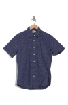 Faherty Playa Short Sleeve Stretch Cotton Button-down Shirt In Navy Fleck