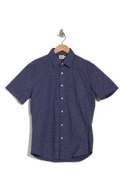 Faherty Playa Short Sleeve Stretch Cotton Button-down Shirt In Navy Fleck
