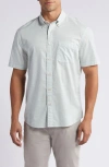 Faherty Playa Short Sleeve Stretch Organic Cotton Button-down Shirt In Pacific Teal Ancient Wave