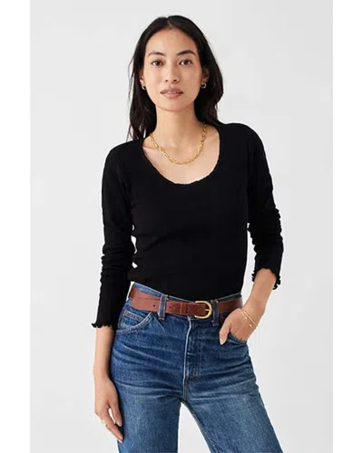 Faherty Pointelle T-shirt In Black