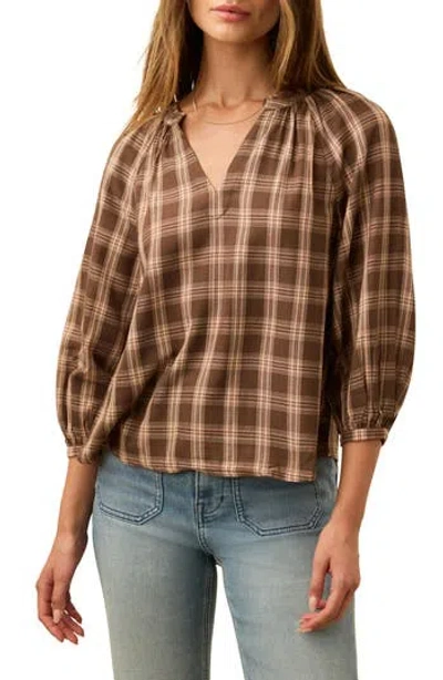 Faherty Portia Plaid Top In Brown