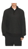 Faherty Quarter Button Sweater In Black