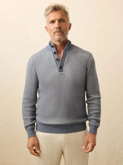 Faherty Quarter Button Sweater In Blue