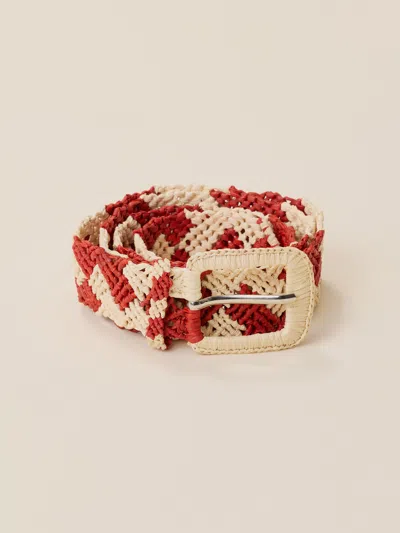 Faherty Raffia Belt In Natural Brick
