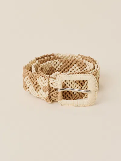 Faherty Raffia Belt In Natural Brown