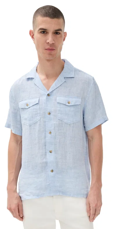 Faherty Reserve Basque Camp Shirt Light Blue Melange