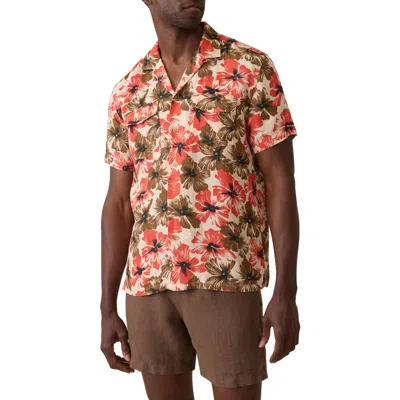 Faherty Reserve Basque Houndstooth Linen Camp Shirt In Multi