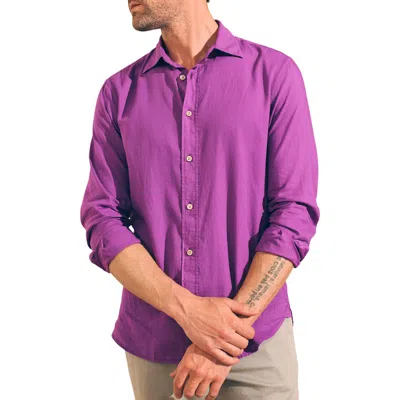 Faherty Reserve Garment Dyed Cotton Button-up Shirt In Tropic Berry