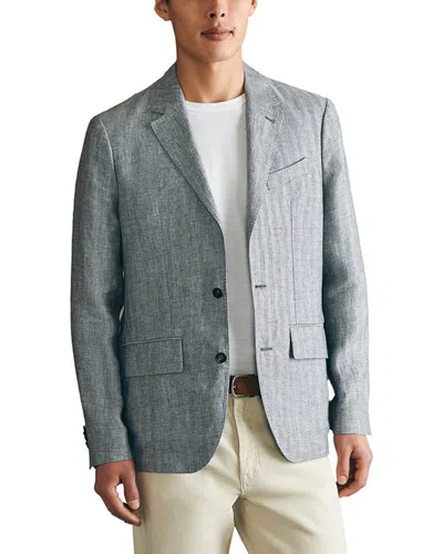 Faherty Reserve Linen-blend Herringbone Blazer In Gray