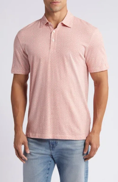 Faherty Retreat Petal Print Polo In Sea Coral Petal