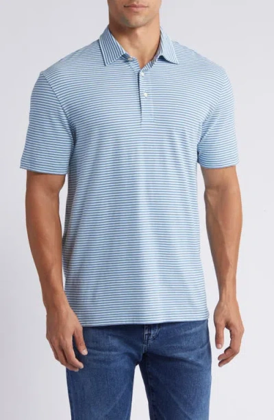 Faherty Retreat Stripe Polo In Aqua Springs Stripe