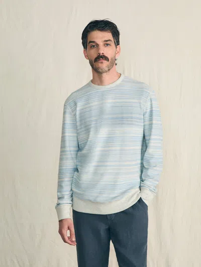 Faherty Lightweight Reverse French Terry Crewneck T-shirt In Tidal Waves
