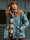 Faherty Ridge Back Denim Suede Jacket In Blue