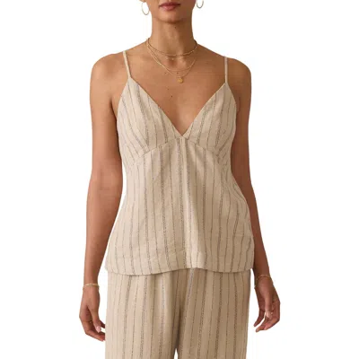 Faherty Riviera Stripe Linen Blend Camisole In Neutral