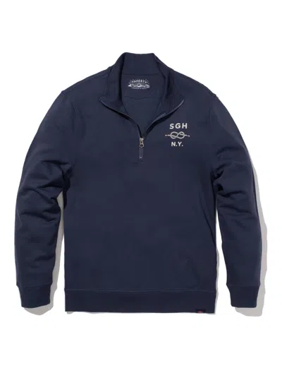 Faherty Sag Harbor Beach Terry Quarter Zip Hoodie In Dune Navy