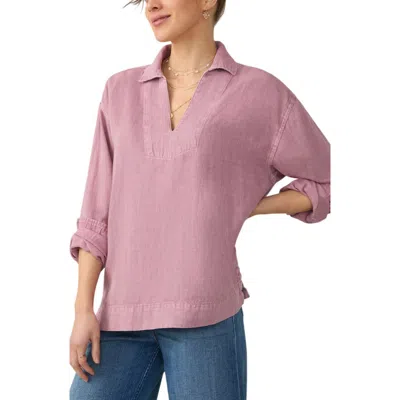 Faherty Sail Away Organic Cotton & Linen Denim Top In Pink