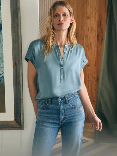 Faherty Sandwashed Silk Desmond Top In Lead