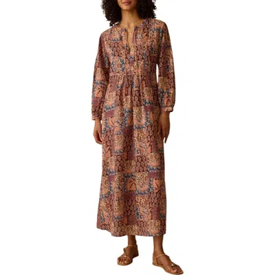 Faherty Sandy Long Sleeve Cotton Maxi Dress In Multi