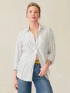 Faherty Santa Cruz Linen Relaxed Shirt In Oceanside Stripe
