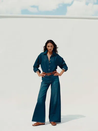 Faherty Saturday Denim Wide Leg In Blue