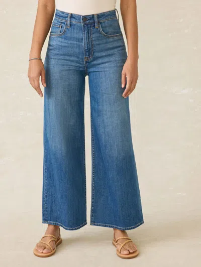 Faherty Saturday Denim Wide Leg Ankle Pants In Indigo Coast Wash