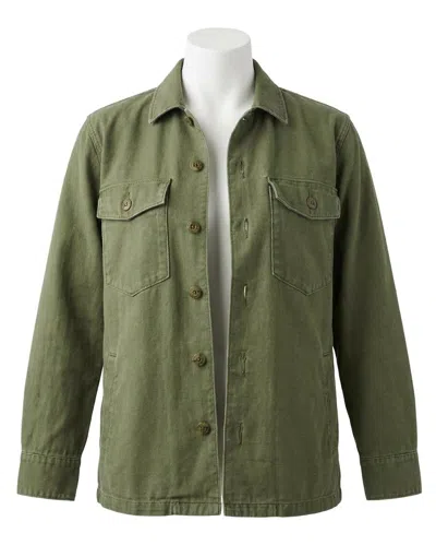 Faherty Savannah Cotton Overshirt In Fatigue In Green