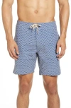 Faherty Scallop Print Board Shorts In Fish Scale Batik