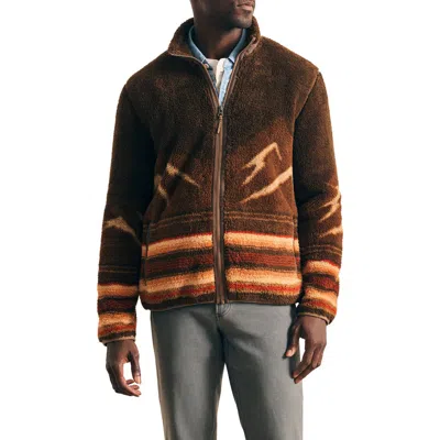 Faherty Scenic High Pile Fleece Zip Jacket In Western Sunrise