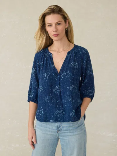 Faherty Seacliff Top In Indigo Isle Print