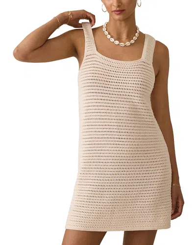 Faherty Seacoast Crochet Sleeveless Dress In White
