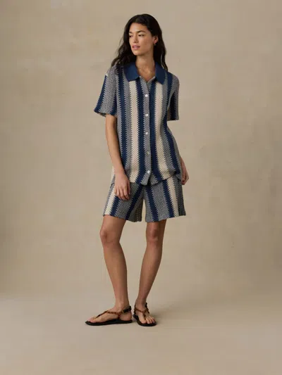 Faherty Seacoast Crochet Relaxed Camp Shirt In Multi