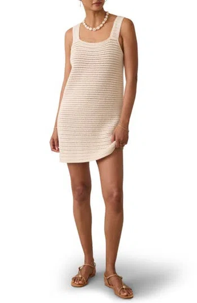 Faherty Seacoast Open Stitch Cotton Minidress In White