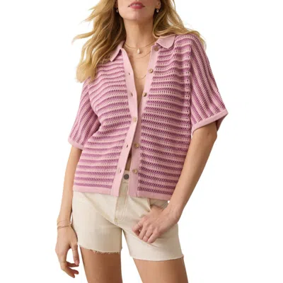 Faherty Seacoast Open Stitch Cotton Shirt In Pink