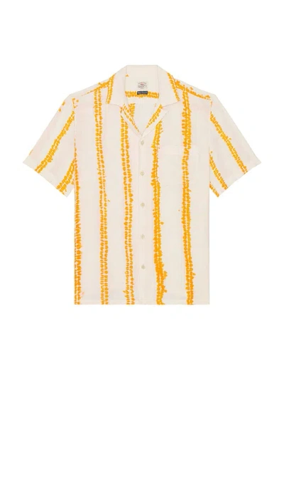 Faherty Shibori Palma Linen Shirt In Orange