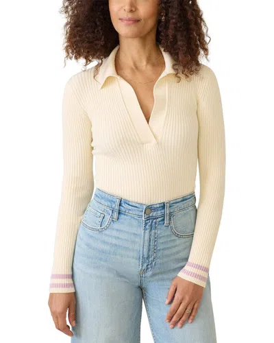 Faherty Stretch Cotton Cashmere Rib Polo In Cream Retro Stripe