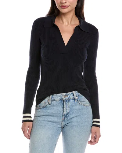 Faherty Shiloh Cashmere-blend Sweater Polo In Black