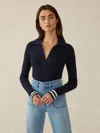 Faherty Shiloh Sweater Polo In Navy Retro Stripe