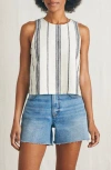 Faherty Shoreline Stripe Linen Tank In Brown
