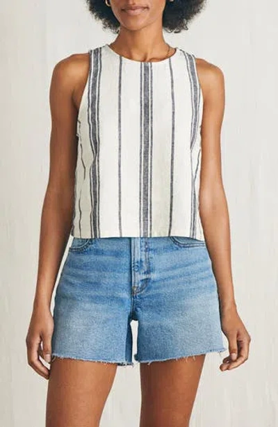 Faherty Shoreline Stripe Linen Tank In Brown
