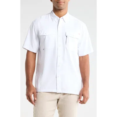 Faherty Shorelite Air Short Sleeve Performance Button-up Shirt In White