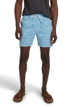 Faherty Shorelite Performance Swim Trunks In Blue Waters Frond