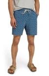 Faherty Shorelite Performance Swim Trunks In Navy Block Palm